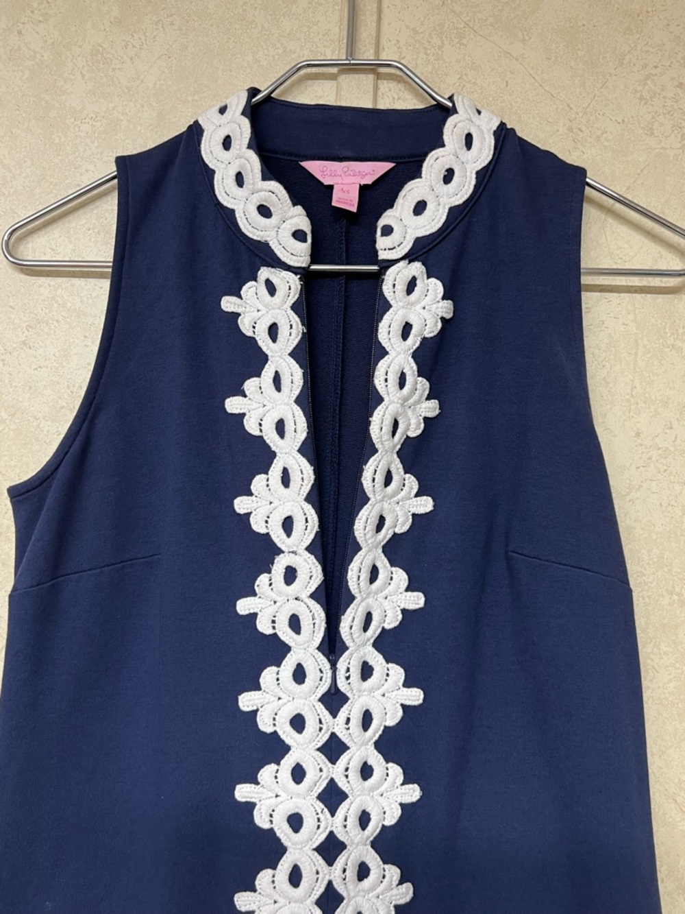 Lilly Pulitzer Callista true navy sleeveless shift dress embroidered lace trim - Picture 9 of 12